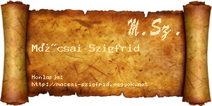 Mácsai Szigfrid névjegykártya